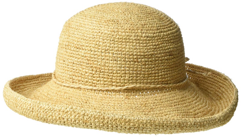 Scala Women's Crocheted Packable Raffia Hat,Natural,57cm - Image 1